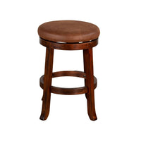 Odel Swivel Counter Stool Set of 2, Brown Faux Leather, Dark Mahogany -BM325282