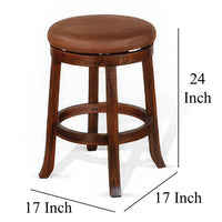 Odel Swivel Counter Stool Set of 2, Brown Faux Leather, Dark Mahogany -BM325282