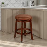 Odel Swivel Counter Stool Set of 2, Brown Faux Leather, Dark Mahogany -BM325282