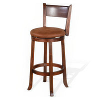 Odel Swivel Barstool Chair Set of 2, Brown Faux Leather, Dark Mahogany -BM325285
