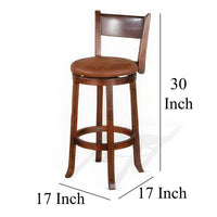 Odel Swivel Barstool Chair Set of 2, Brown Faux Leather, Dark Mahogany -BM325285