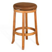 Marv Swivel Barstool Set of 2, Brown Faux Leather, Mahogany Wood -BM325287