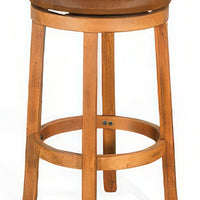 Marv Swivel Barstool Set of 2, Brown Faux Leather, Mahogany Wood -BM325287