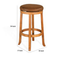 Marv Swivel Barstool Set of 2, Brown Faux Leather, Mahogany Wood -BM325287