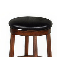 Reggie Swivel Barstool Set of 2, Black Faux Leather, Brown Mahogany -BM325291