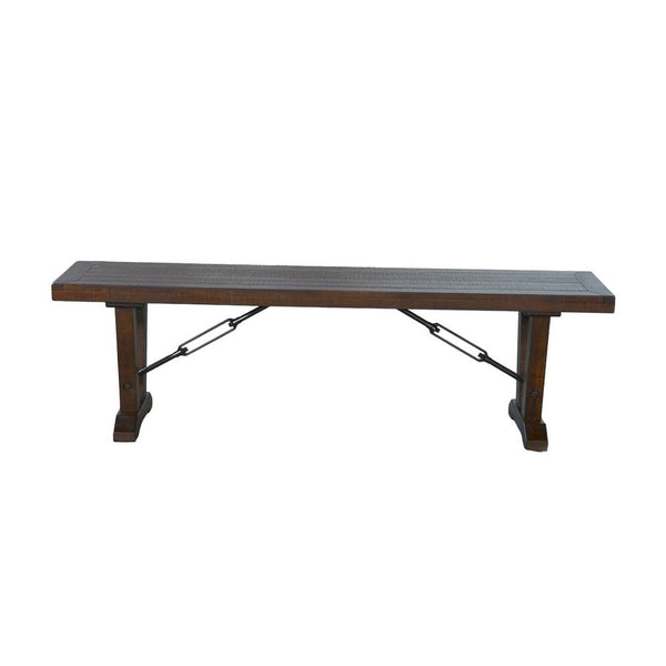 Flint Dining Bench with Turnbuckles, 70 Inch Dark Brown Mahogany Wood -BM325295