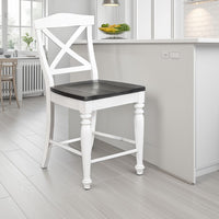 Orso Counter Stool Chair Set of 2, Crossback Dark Brown White Mahogany -BM325303