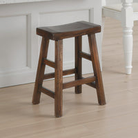 Odel Counter Stool Set of 2, Saddle Seat, Dark Brown Mahogany Wood -BM325305