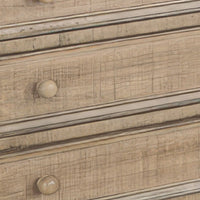Rena Side End Table | 3 Drawers with Round Knobs | 28" Distressed Pebble Brown Mahogany Wood - BM325314