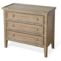 Rena Side End Table | 3 Drawers with Round Knobs | 28" Distressed Pebble Brown Mahogany Wood - BM325314