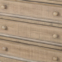 Rena Side End Table | 3 Drawers with Round Knobs | 28" Distressed Pebble Brown Mahogany Wood - BM325314