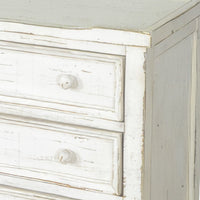 Rena Side End Table with 3 Drawers, 28 Inch Rustic White Mahogany Wood -BM325318