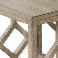 Rena 3 Piece Nesting Accent Table Set | Geometric Frame | Distressed Pebble Brown Solid Mahogany Wood- BM325333