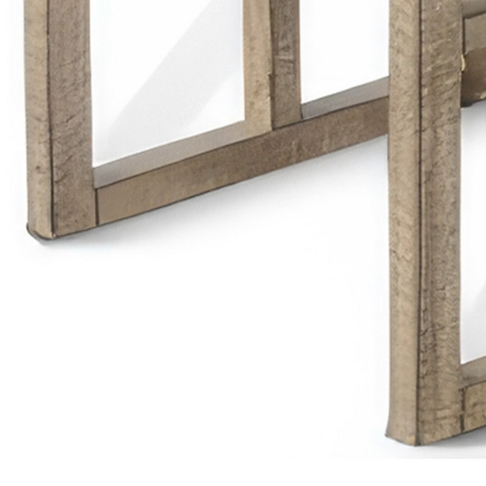 Rena 3 Piece Nesting Accent Table Set | Geometric Frame | Distressed Pebble Brown Solid Mahogany Wood- BM325333