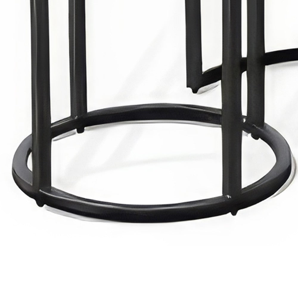 Flint 2 Piece Nesting Table Set, Dark Brown Mahogany, Black Metal Base -BM325339