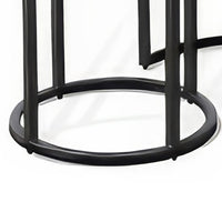 Flint 2 Piece Nesting Table Set, Dark Brown Mahogany, Black Metal Base -BM325339