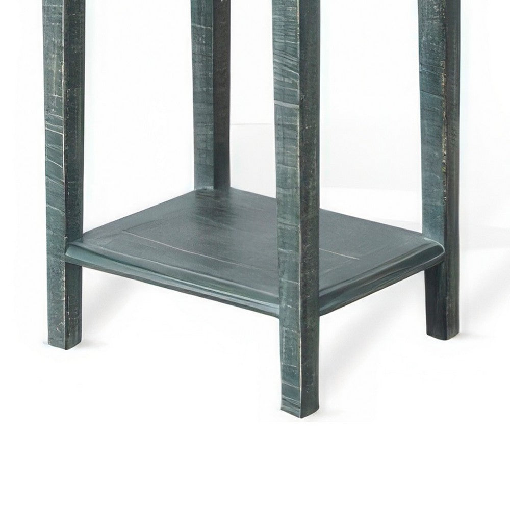 Rena Side End Table with 1 Drawer, 17 Inch Rustic Green Mahogany Wood -BM325343