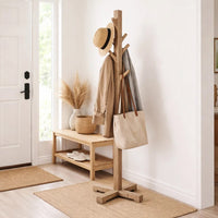 Rena Coat, Hat Tree Stand, 8 Wood Stems, 72 Inch Light Brown Mahogany -BM325364