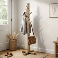 Rena Coat, Hat Tree Stand, 8 Wood Stems, 72 Inch Light Brown Mahogany -BM325364