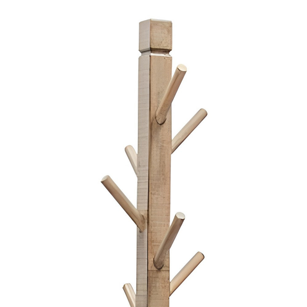 Rena Coat, Hat Tree Stand, 8 Wood Stems, 72 Inch Light Brown Mahogany -BM325364