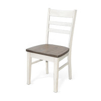 Dean Dining Chair Set of 2, Ladderback Design, White Mahogany Wood -BM325393