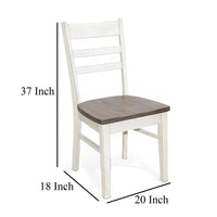 Dean Dining Chair Set of 2, Ladderback Design, White Mahogany Wood -BM325393
