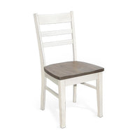 Dean Dining Chair Set of 2, Ladderback Design, White Mahogany Wood -BM325393