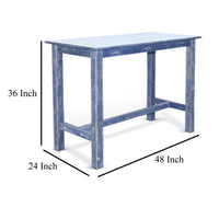Rena Counter Height Table 48 Inch Rectangular Ocean Blue Mahogany Wood -BM325404