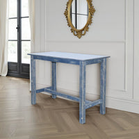 Rena Counter Height Table 48 Inch Rectangular Ocean Blue Mahogany Wood -BM325404