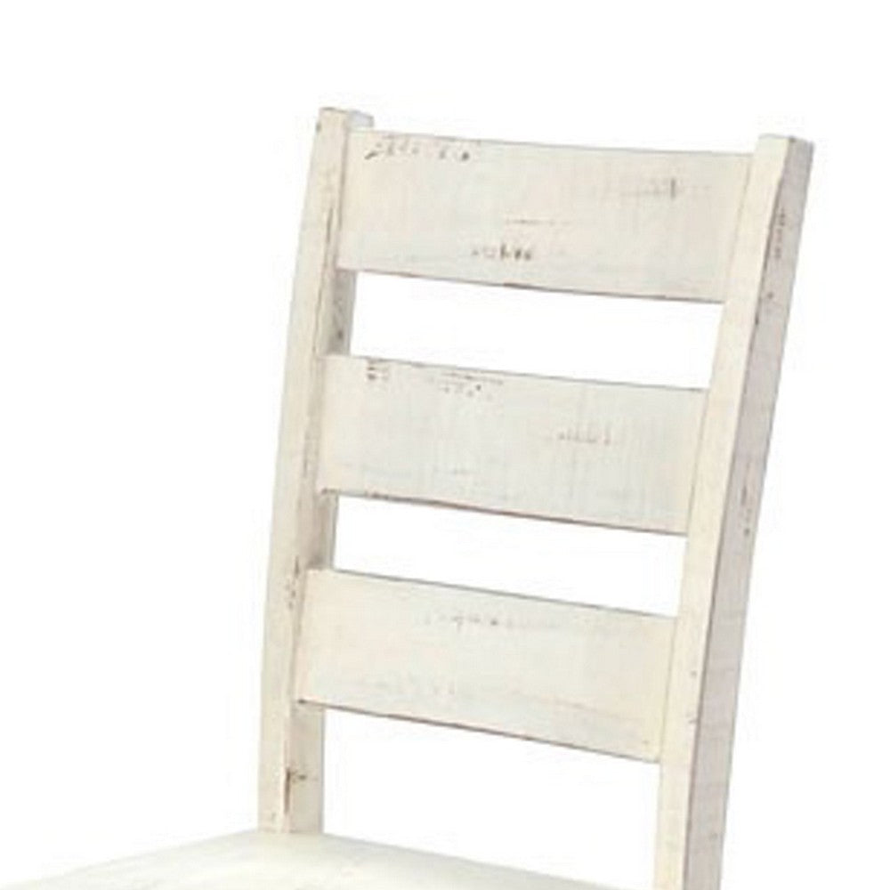 Rena Dining Chair Set of 2, Ladderback, Off-White Mahogany Wood -BM325419