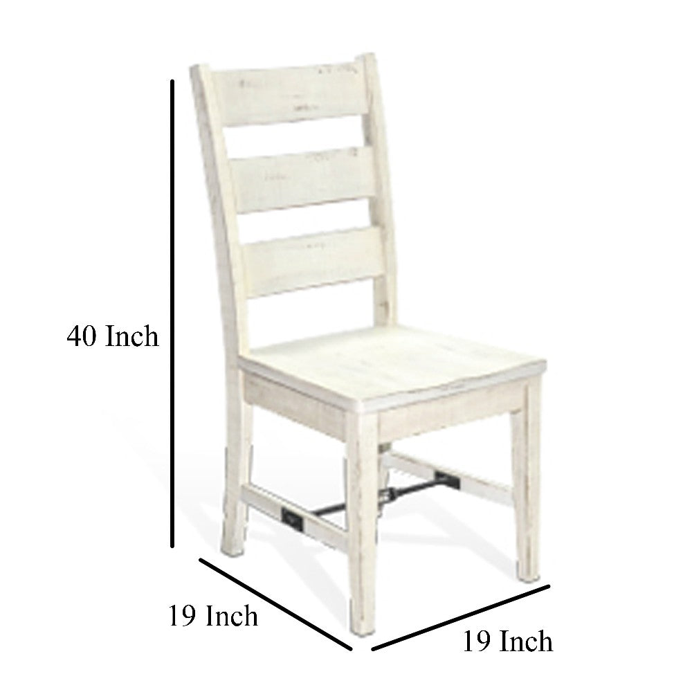 Rena Dining Chair Set of 2, Ladderback, Off-White Mahogany Wood -BM325419