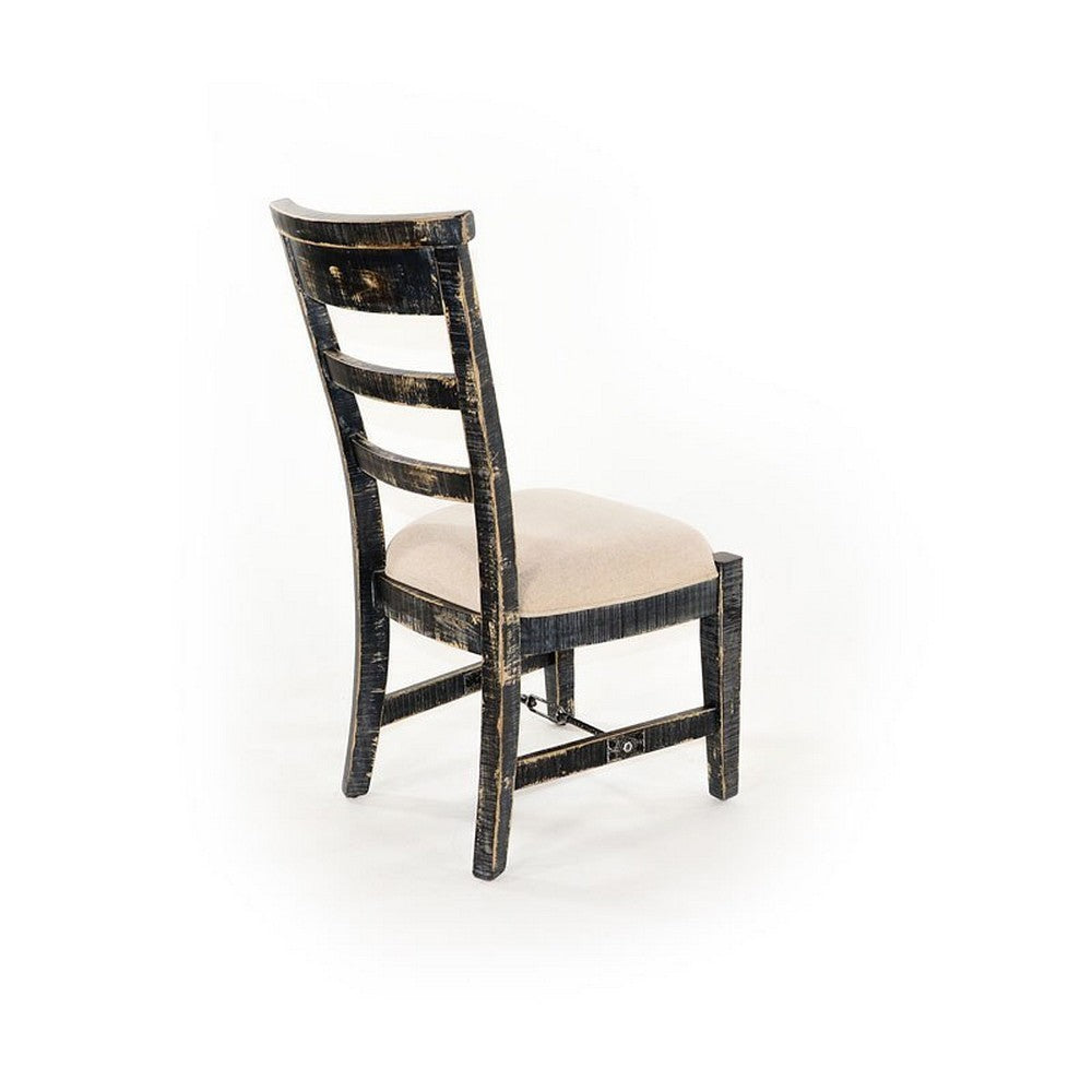 Rena Side Dining Chair Set of 2, Metal Turnbuckle, Black Mahogany Wood -BM325420
