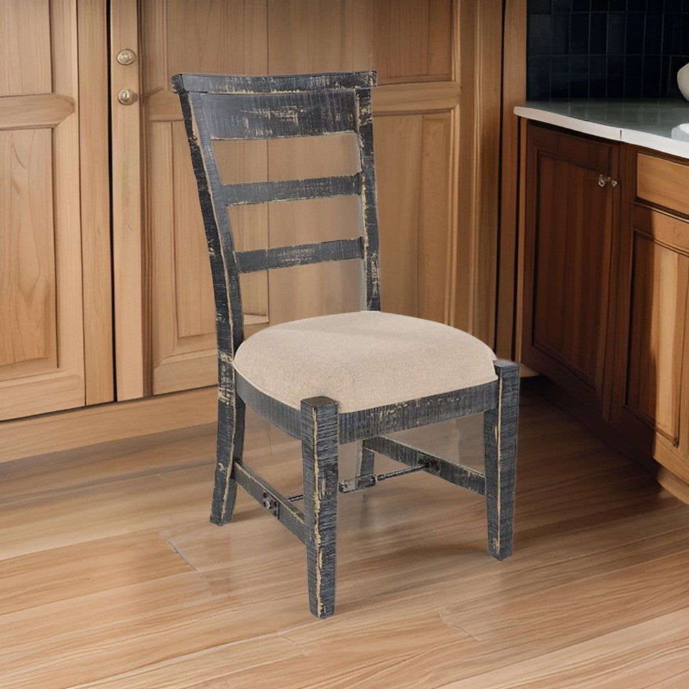 Rena Side Dining Chair Set of 2, Metal Turnbuckle, Black Mahogany Wood -BM325420
