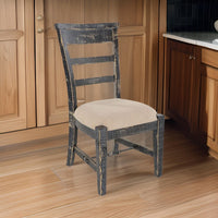 Rena Side Dining Chair Set of 2, Metal Turnbuckle, Black Mahogany Wood -BM325420