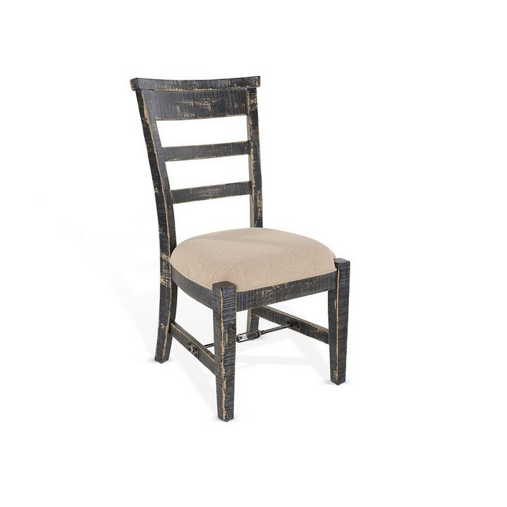 Rena Side Dining Chair Set of 2, Metal Turnbuckle, Black Mahogany Wood -BM325420