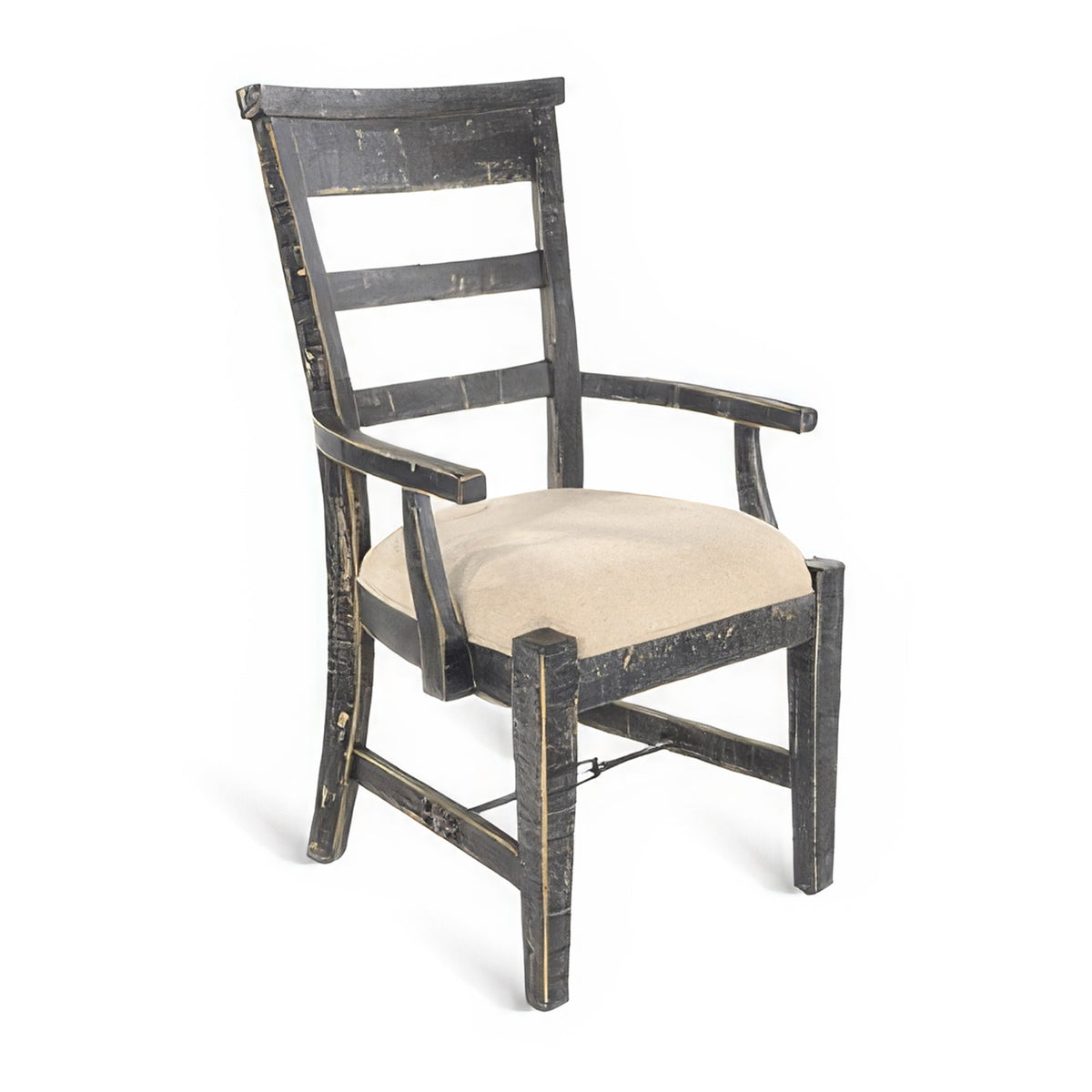 Rena Dining Armchair Set of 2, Metal Turnbuckle, Black Mahogany Wood-BM325422