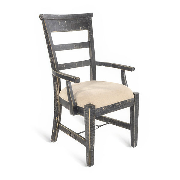 Rena Dining Armchair Set of 2, Metal Turnbuckle, Black Mahogany Wood-BM325422