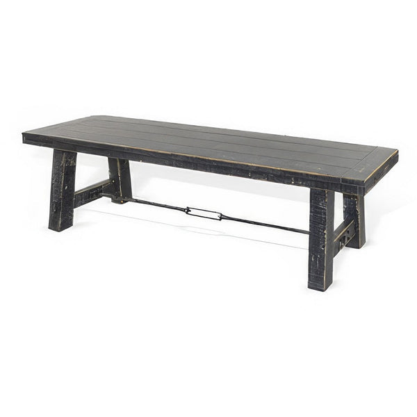 Rena Dining Bench, Turnbuckle Accent, 64 Inch Black Mahogany Wood -BM325424