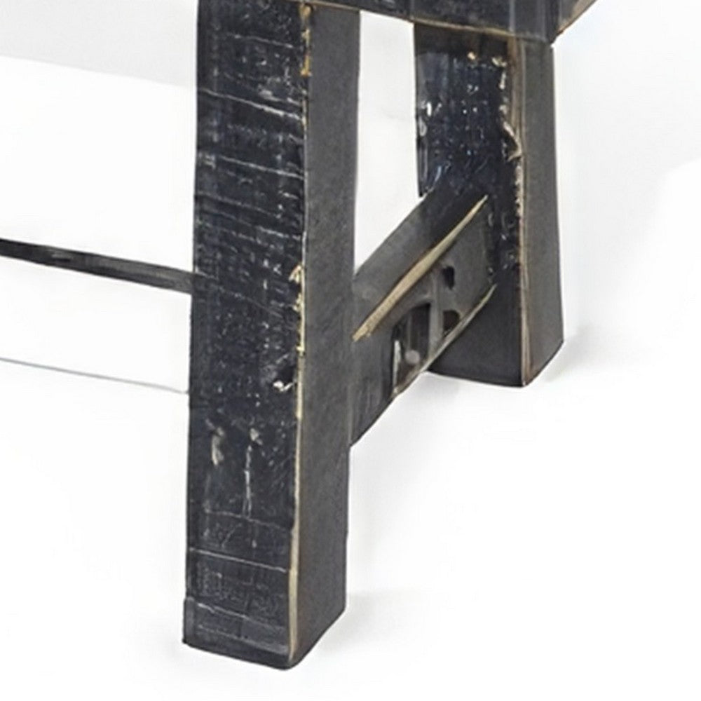 Rena Dining Bench, Turnbuckle Accent, 64 Inch Black Mahogany Wood -BM325424