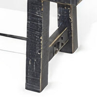 Rena Dining Bench, Turnbuckle Accent, 64 Inch Black Mahogany Wood -BM325424
