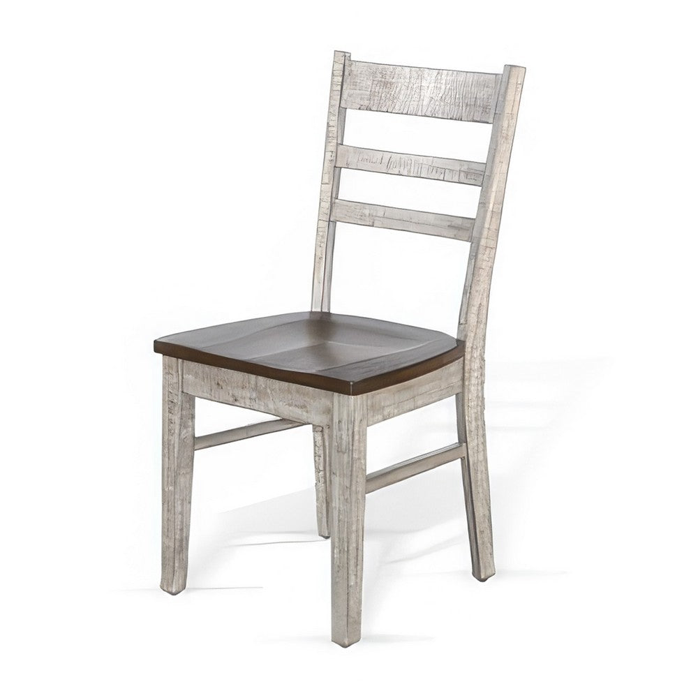 Camie Dining Chair Set of 2, Ladderback Design, Gray Mahogany Wood -BM325426