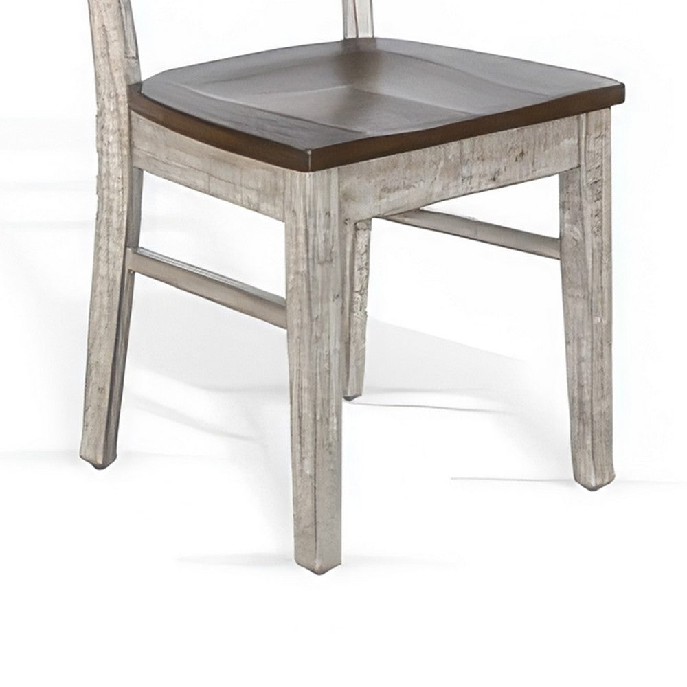 Camie Dining Chair Set of 2, Ladderback Design, Gray Mahogany Wood -BM325426
