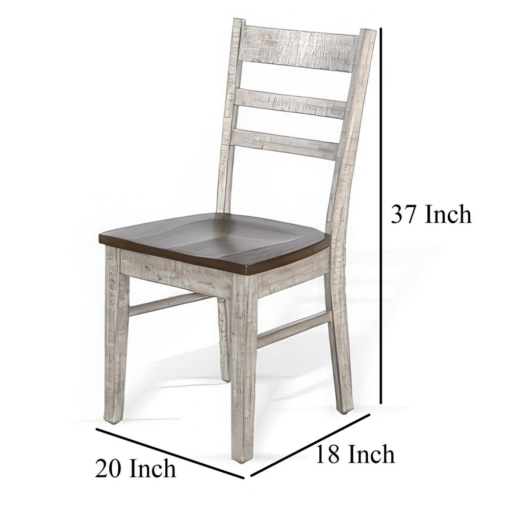 Camie Dining Chair Set of 2, Ladderback Design, Gray Mahogany Wood -BM325426