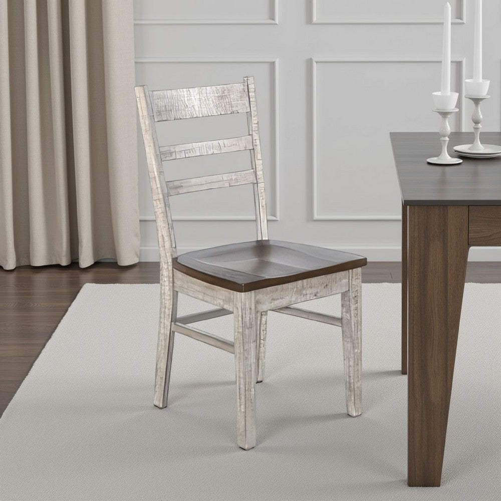 Camie Dining Chair Set of 2, Ladderback Design, Gray Mahogany Wood -BM325426