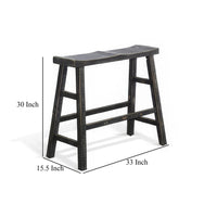 Rena Bar Height Bench | Trestle Legs with Footrests | 33" Wide Rustic Black Mahogany Wood- BM325439
