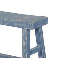Rena Counter Height Bench | Trestle Legs with Footrests | 33" Wide Ocean Blue Mahogany Wood Frame - BM325440