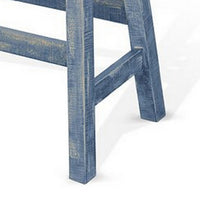 Rena Bar Height Bench | Trestle Legs with Footrests | 33" Wide Rustic Ocean Blue Mahogany Wood - BM325441