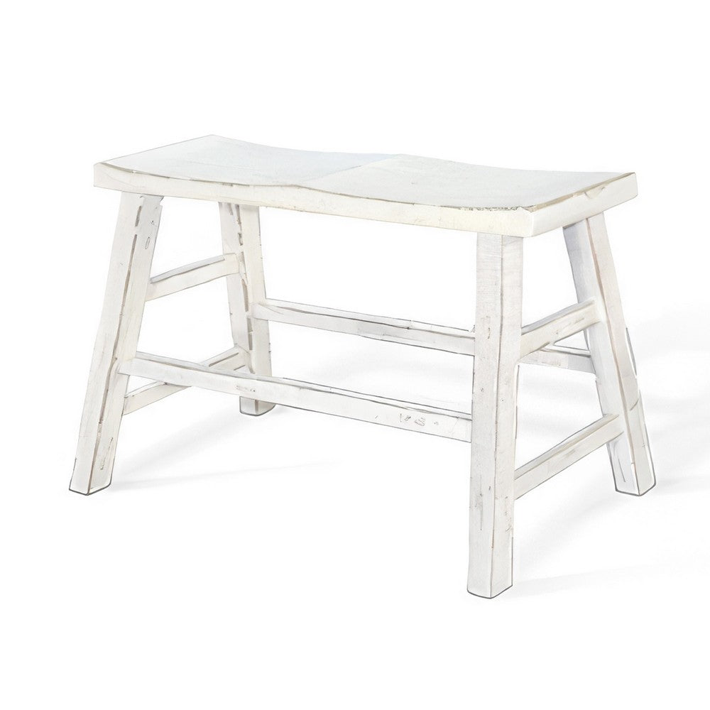 Rena Counter Height Bench | Trestle Legs with Footrests | 33" Wide White Sand Mahogany Wood - BM325444