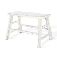 Rena Counter Height Bench | Trestle Legs with Footrests | 33" Wide White Sand Mahogany Wood - BM325444