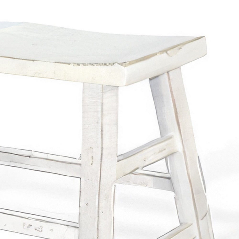 Rena Counter Height Bench | Trestle Legs with Footrests | 33" Wide White Sand Mahogany Wood - BM325444